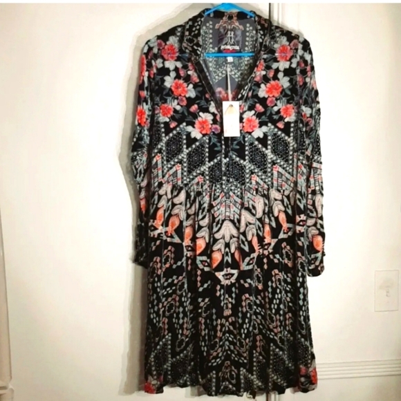 SOLD - Johnny Was Marami Burnout Velvet Dress Retail $298 Size XS - Picture 4 of 9